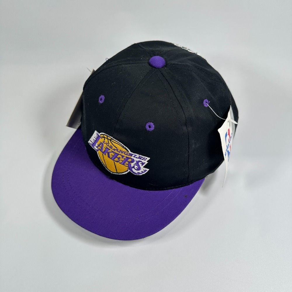 Vintage Los Angeles Lakers NBA Starter Snapback Hat NWT Kids Black Purple Cap